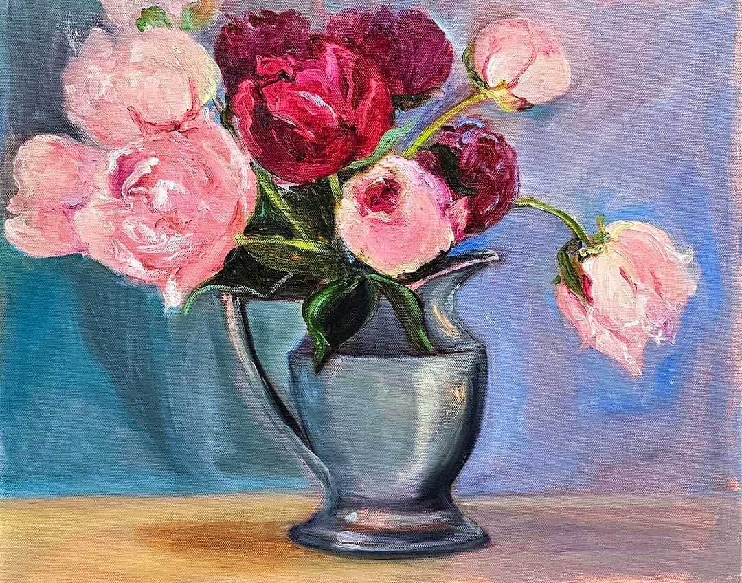 Volz, Linda "Peonies in Silver"