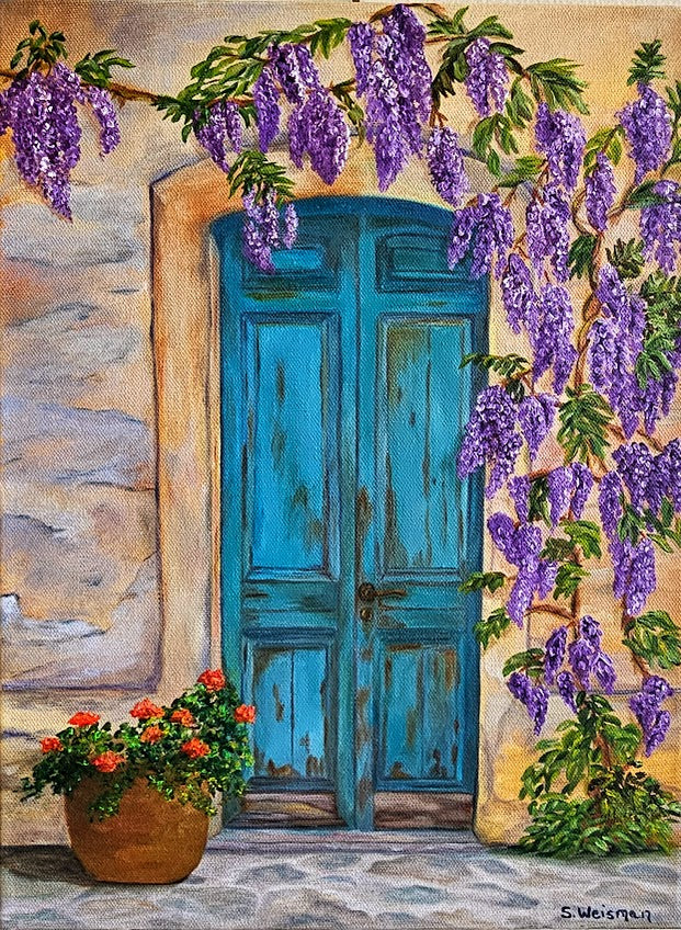 Wiseman, Stacey 	"Wisteria with Blue Door"