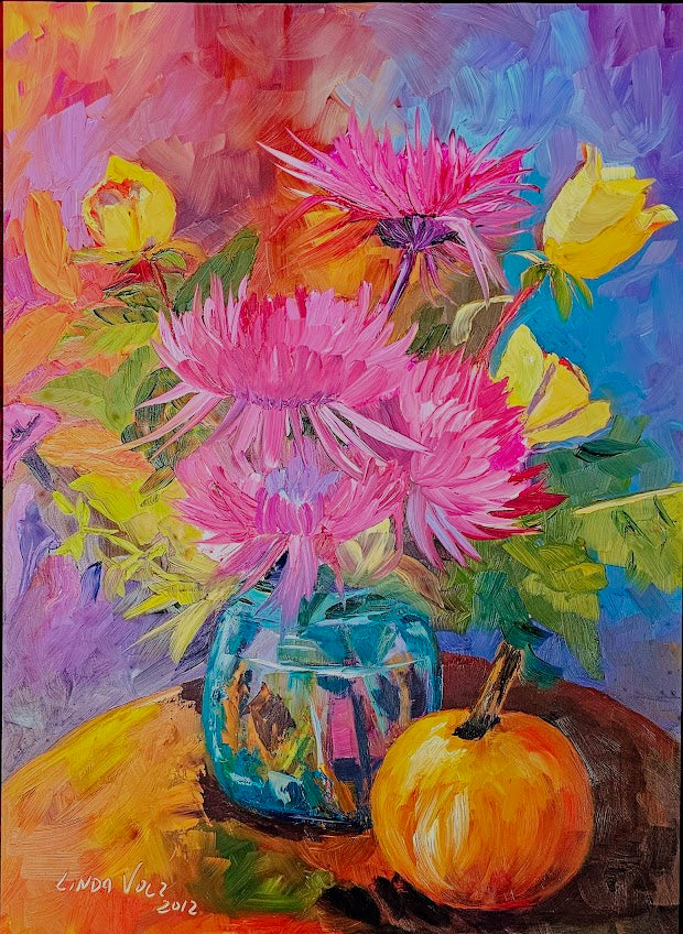 Volz, Linda "Mums, Roses, and Pumpkins"